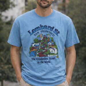 Vintage San Francisco Lombard St Tee Blue XL USA Unisex
